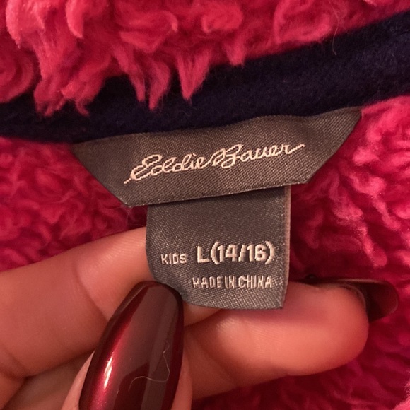 Eddie Bauer fleece hooded jacket size large (14/16) - Picture 3 of 5